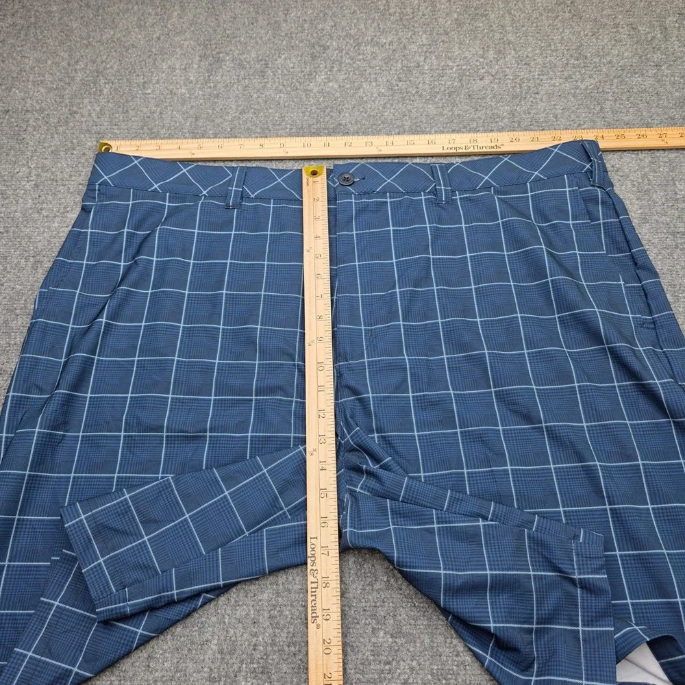 Reebok Golf Mens Blue Windowpane Plaid Performance Shorts Size 48 Stretch Active